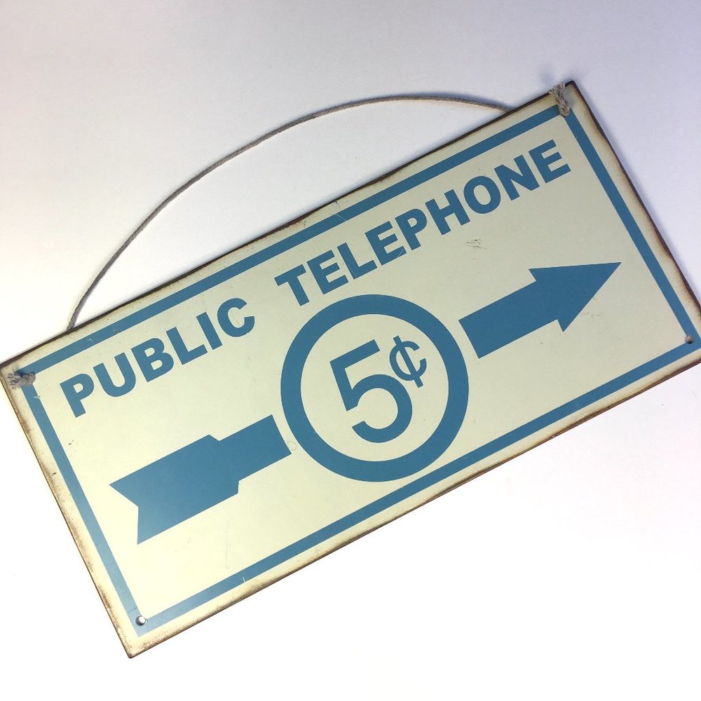 Metal Public Telephone Sign